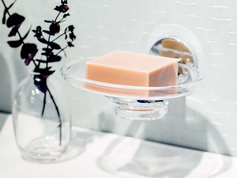 Portasapone in vetro per il bagno