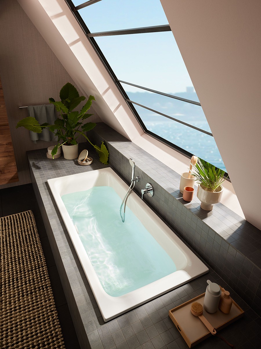 Vasca da bagno in acciaio integrata